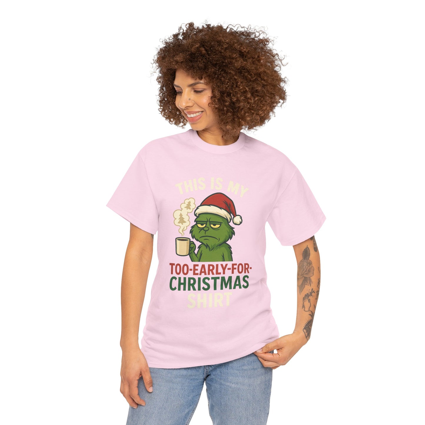 Grumpy Santa Coffee Tee – "Too Early for Christmas" Holiday T-Shirt