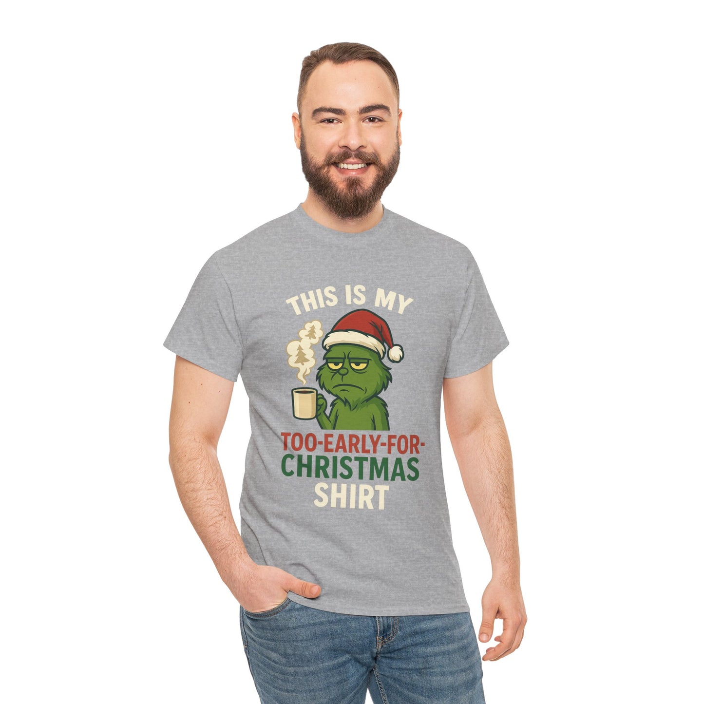 Grumpy Santa Coffee Tee – "Too Early for Christmas" Holiday T-Shirt