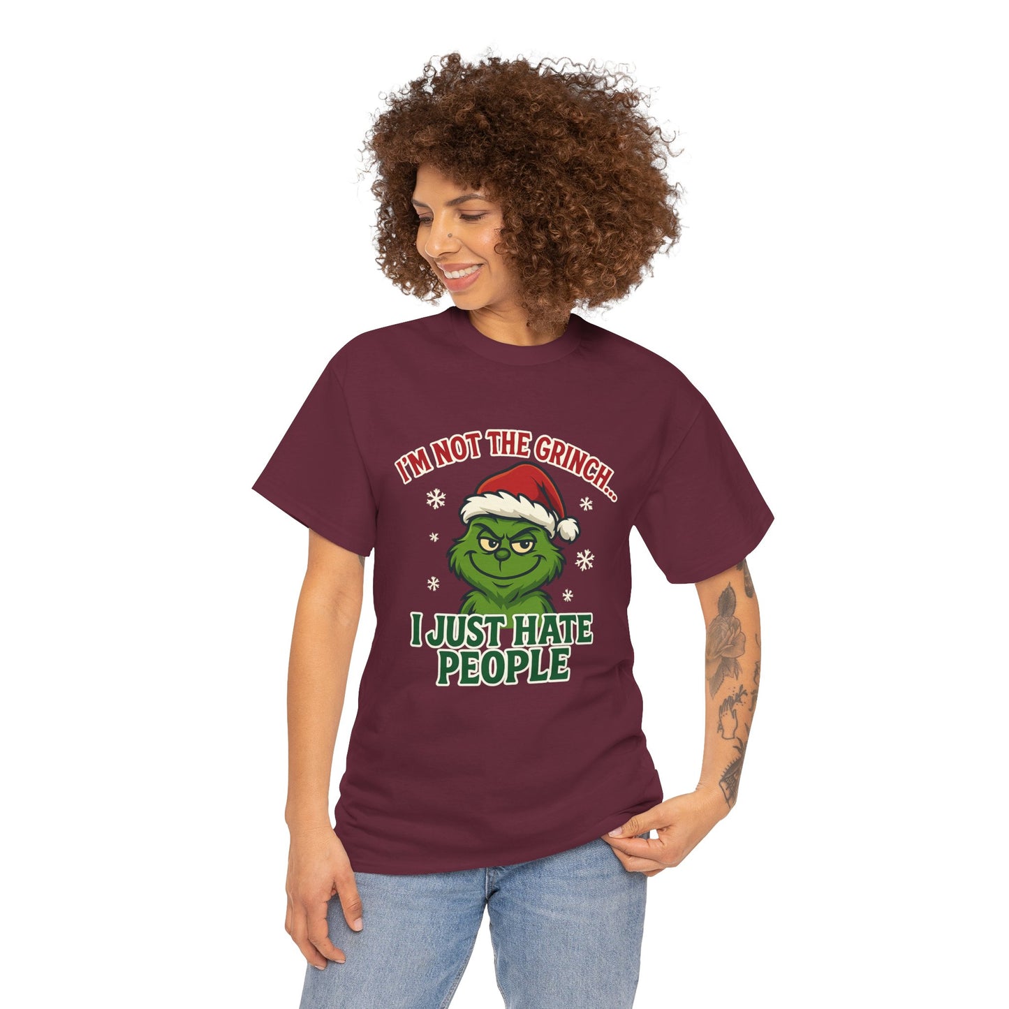 Grinch 'I Just Hate People' Tee — Funny Anti-Christmas Graphic T-Shirt