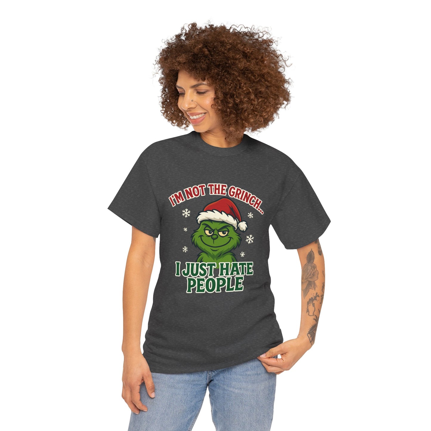 Grinch 'I Just Hate People' Tee — Funny Anti-Christmas Graphic T-Shirt
