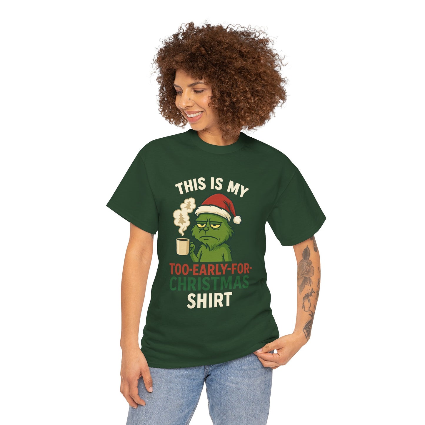 Grumpy Santa Coffee Tee – "Too Early for Christmas" Holiday T-Shirt