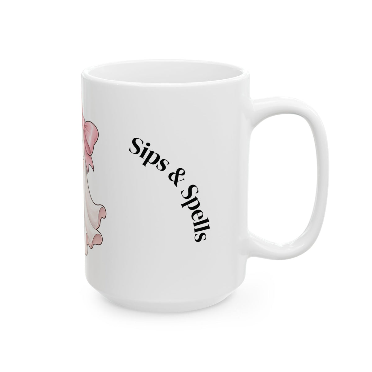 Cute Ghost Mug with Boba Tea – 'Spooky Cute' Ceramic Coffee Cup (11oz & 15oz)
