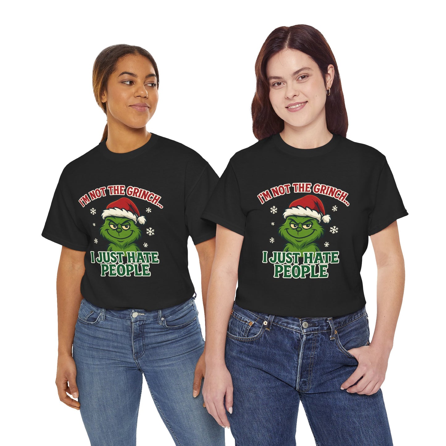 Grinch 'I Just Hate People' Tee — Funny Anti-Christmas Graphic T-Shirt