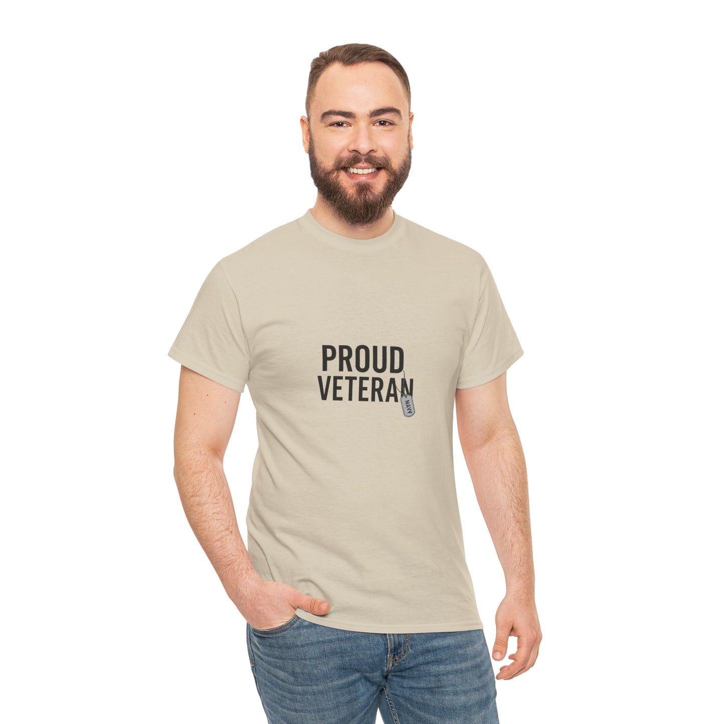 Proud Veteran Navy Unisex Heavy Cotton Tee