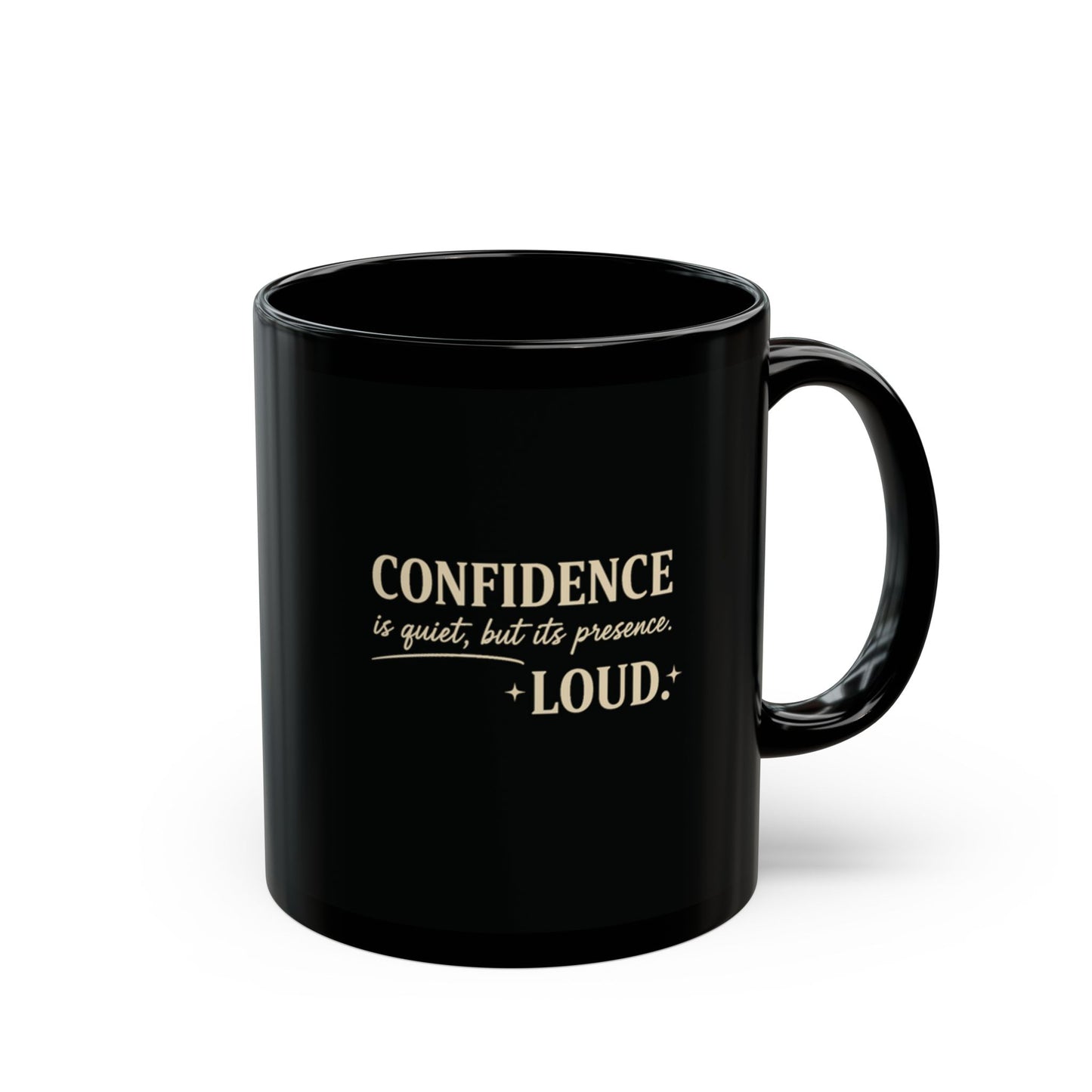 Inspirational Coffee Mug — "Confident Energy Attracts Success" Black Ceramic