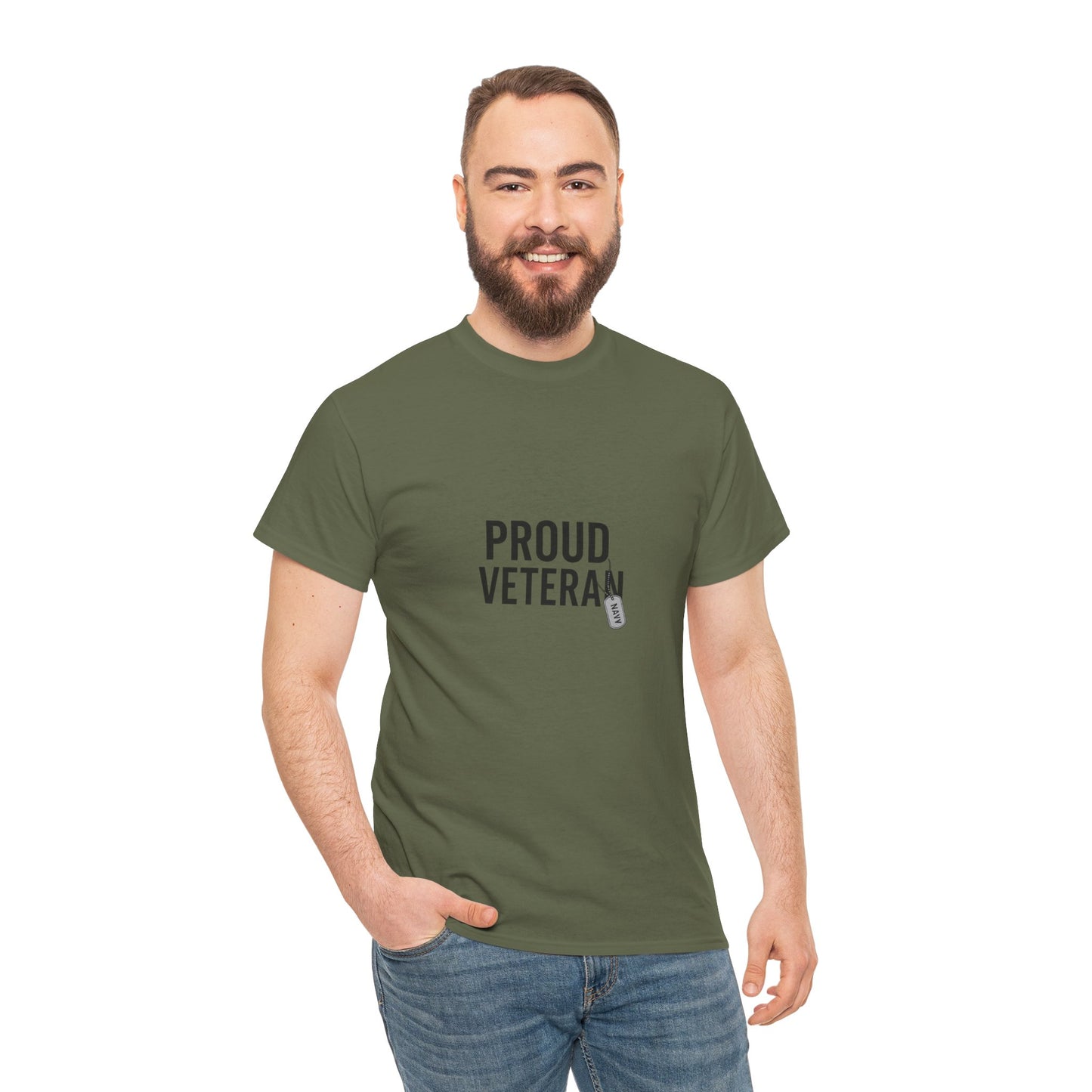 Proud Veteran Navy Unisex Heavy Cotton Tee