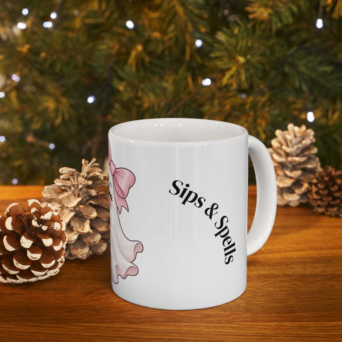 Cute Ghost Mug with Boba Tea – 'Spooky Cute' Ceramic Coffee Cup (11oz & 15oz)