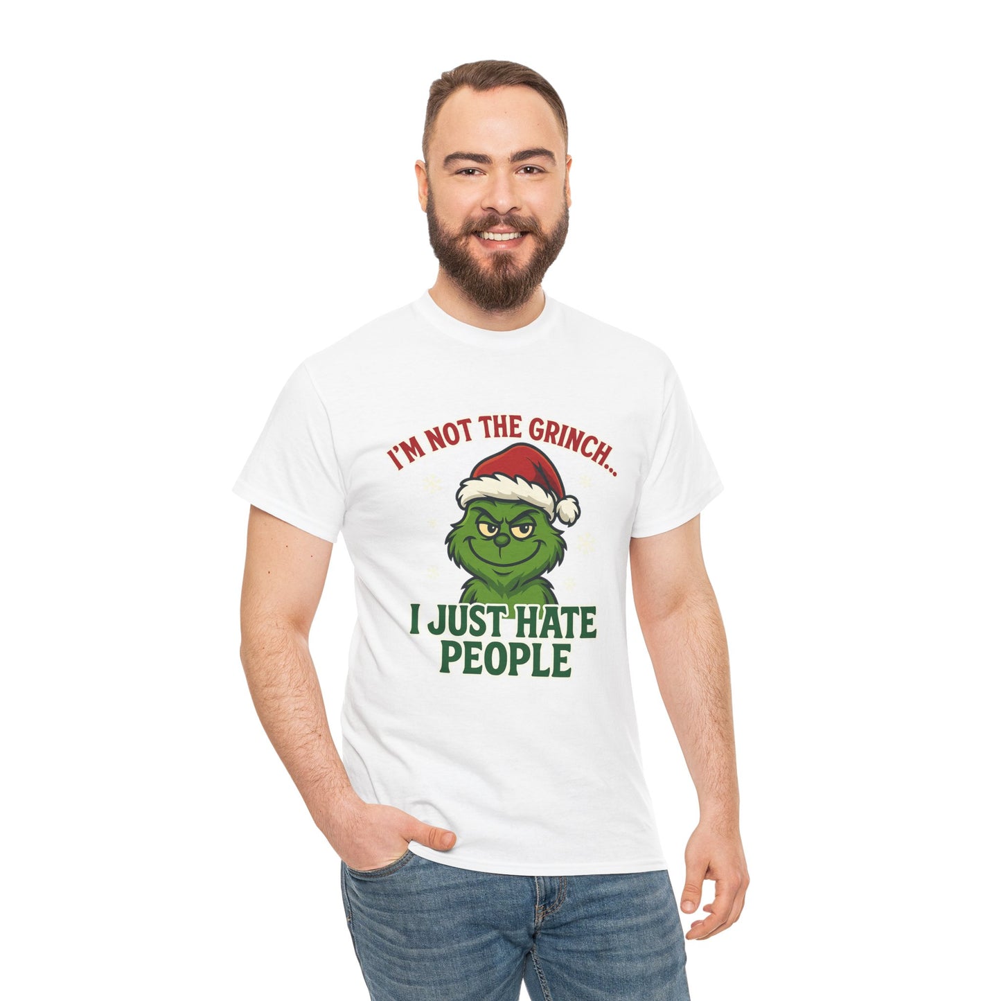 Grinch 'I Just Hate People' Tee — Funny Anti-Christmas Graphic T-Shirt