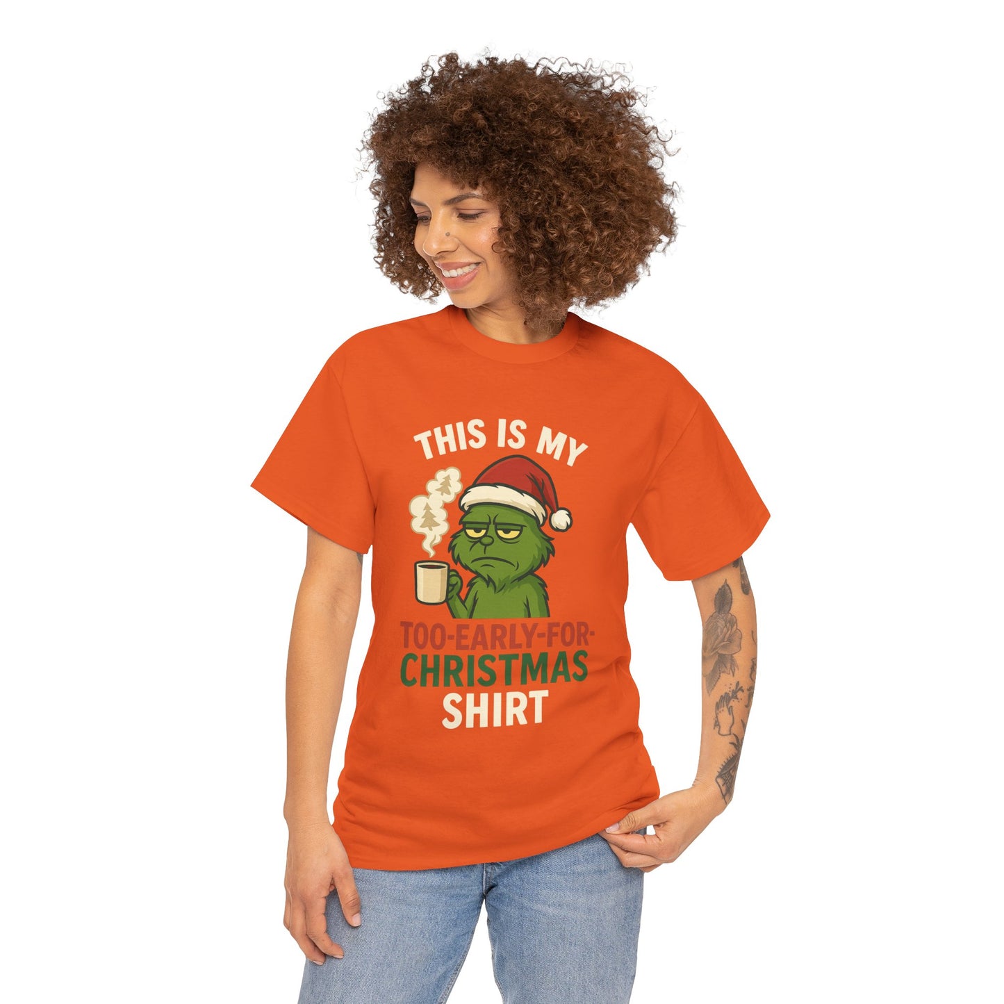Grumpy Santa Coffee Tee – "Too Early for Christmas" Holiday T-Shirt