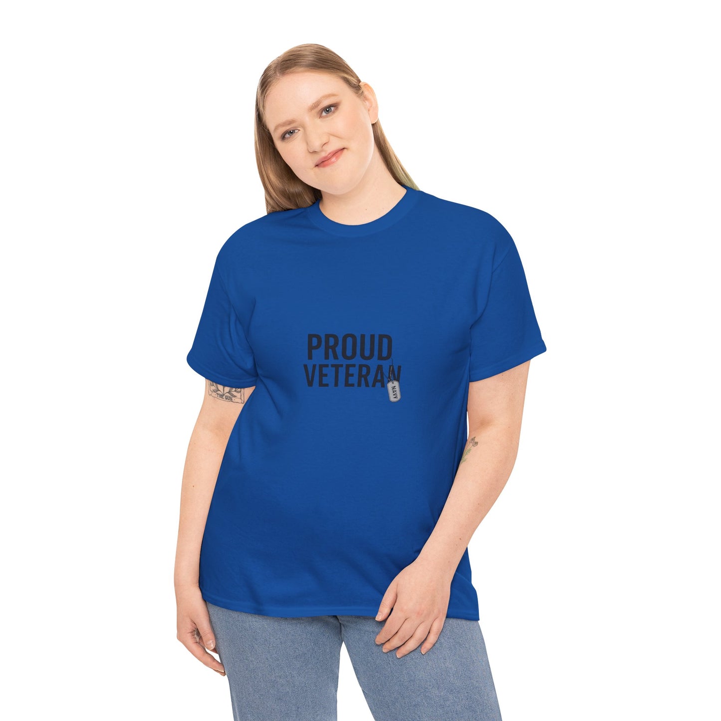 Proud Veteran Navy Unisex Heavy Cotton Tee