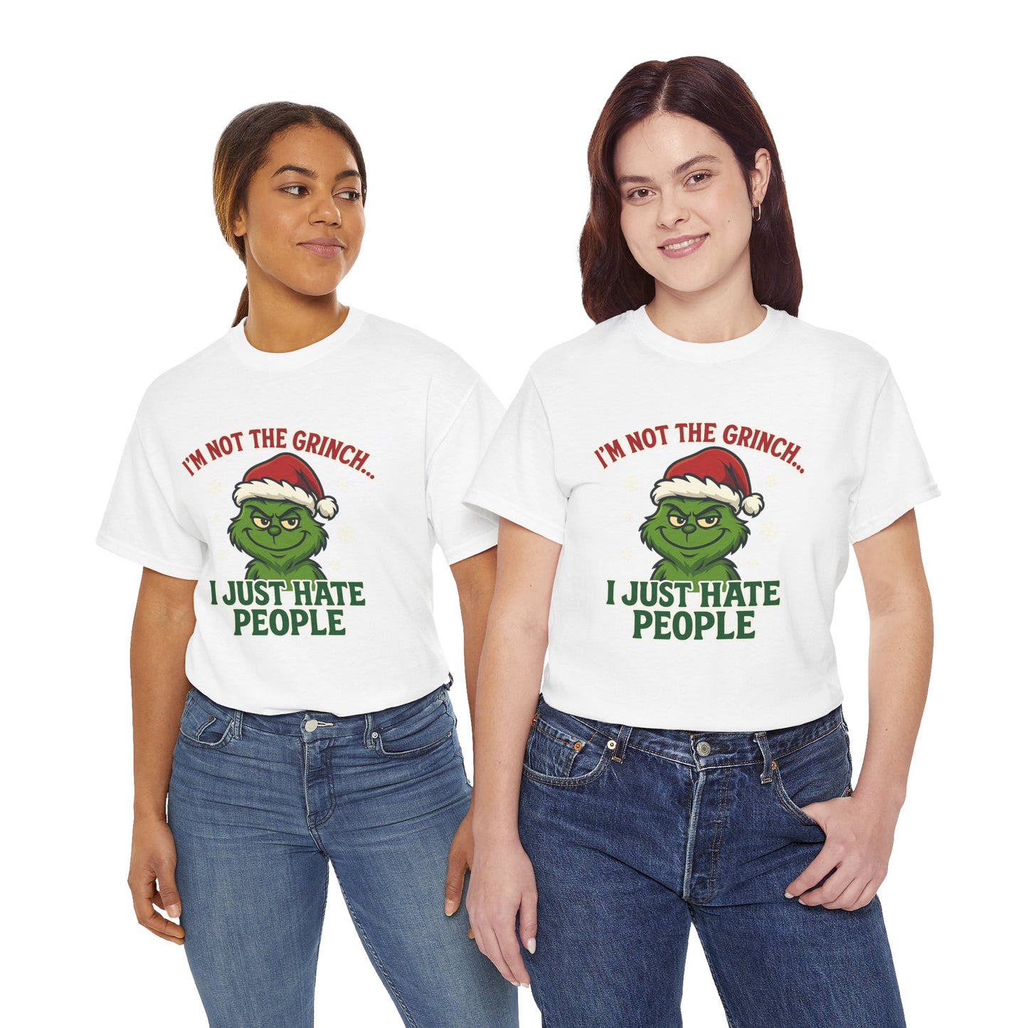 Grinch 'I Just Hate People' Tee — Funny Anti-Christmas Graphic T-Shirt