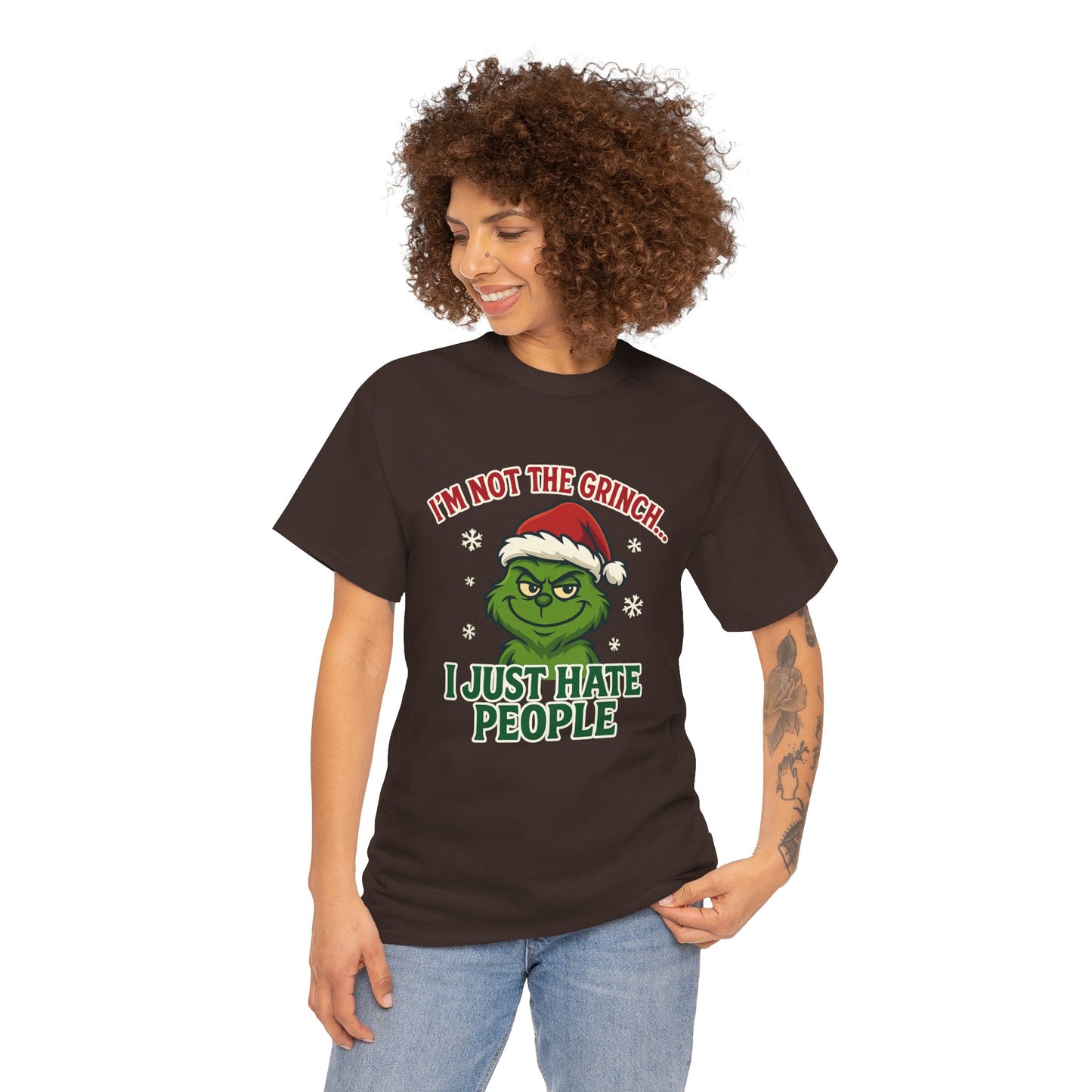 Grinch 'I Just Hate People' Tee — Funny Anti-Christmas Graphic T-Shirt