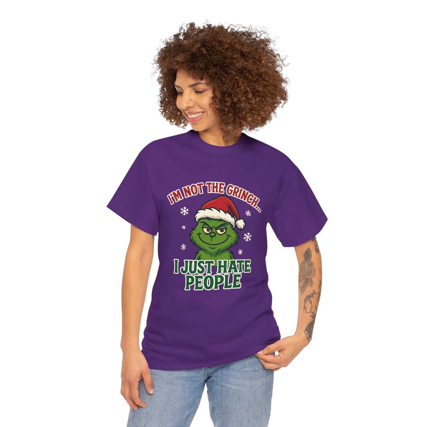Grinch 'I Just Hate People' Tee — Funny Anti-Christmas Graphic T-Shirt