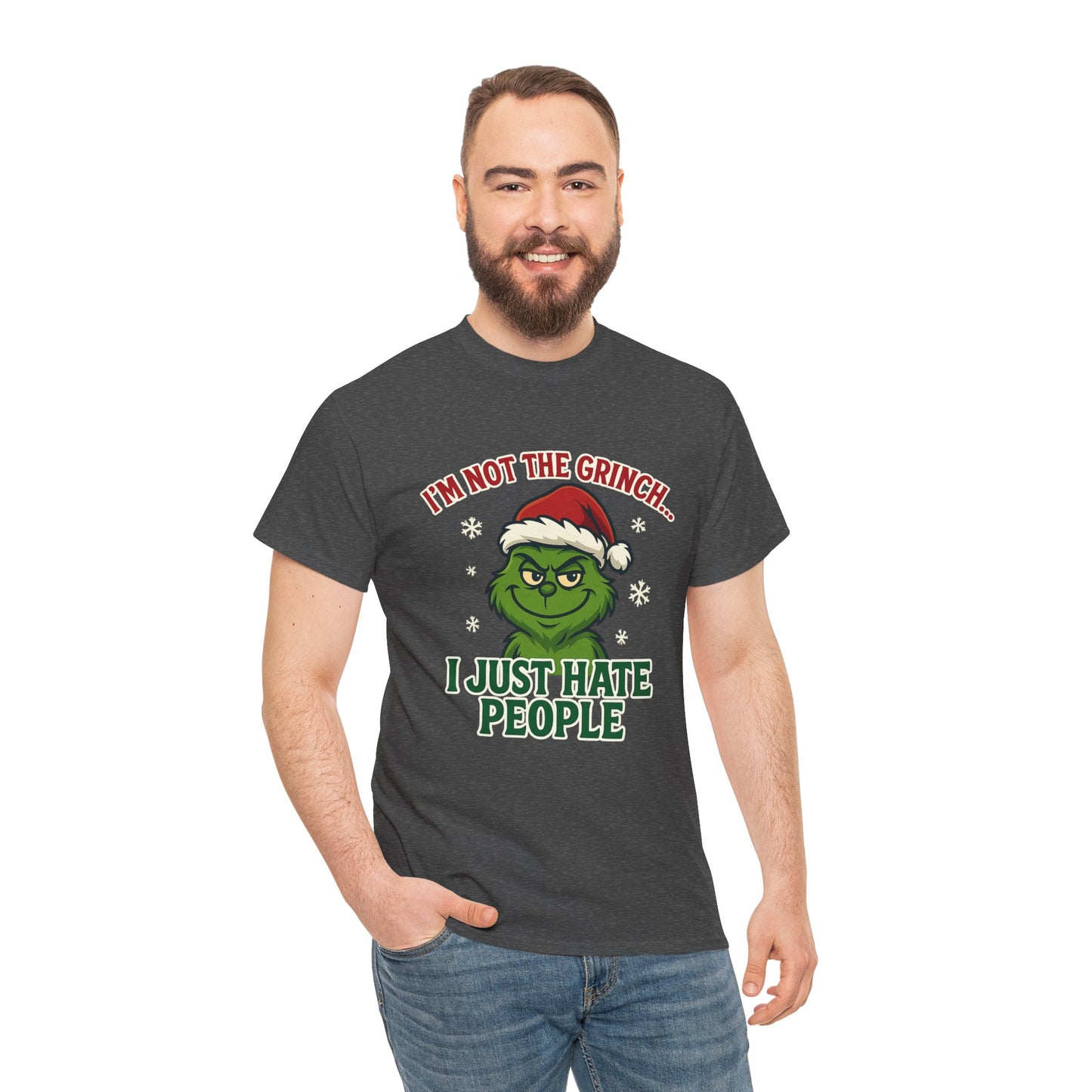 Grinch 'I Just Hate People' Tee — Funny Anti-Christmas Graphic T-Shirt