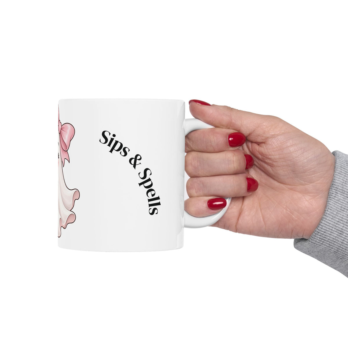 Cute Ghost Mug with Boba Tea – 'Spooky Cute' Ceramic Coffee Cup (11oz & 15oz)