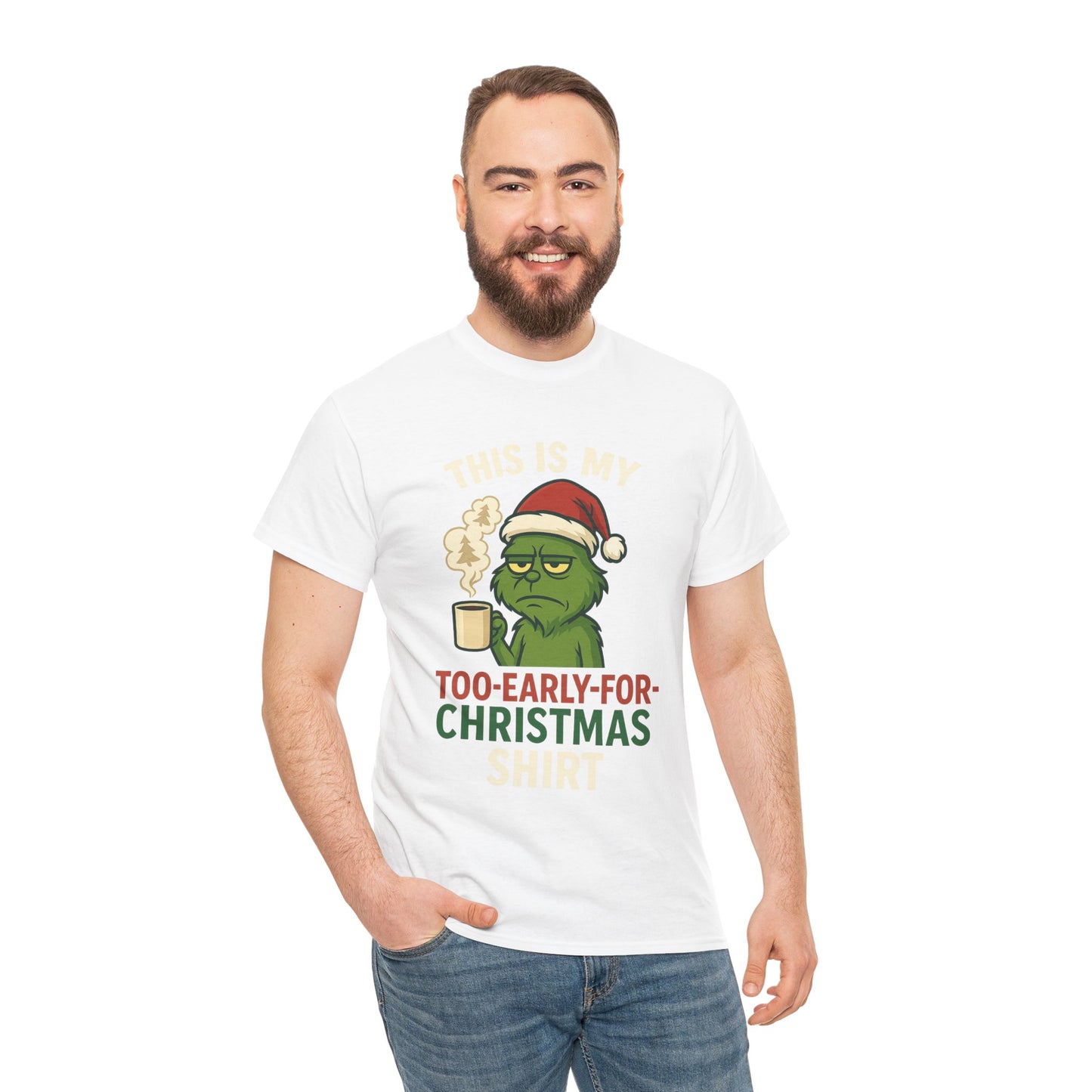 Grumpy Santa Coffee Tee – "Too Early for Christmas" Holiday T-Shirt