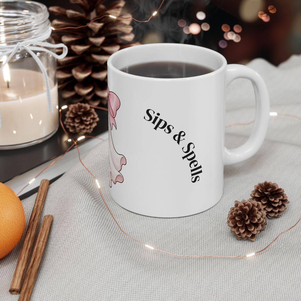 Cute Ghost Mug with Boba Tea – 'Spooky Cute' Ceramic Coffee Cup (11oz & 15oz)