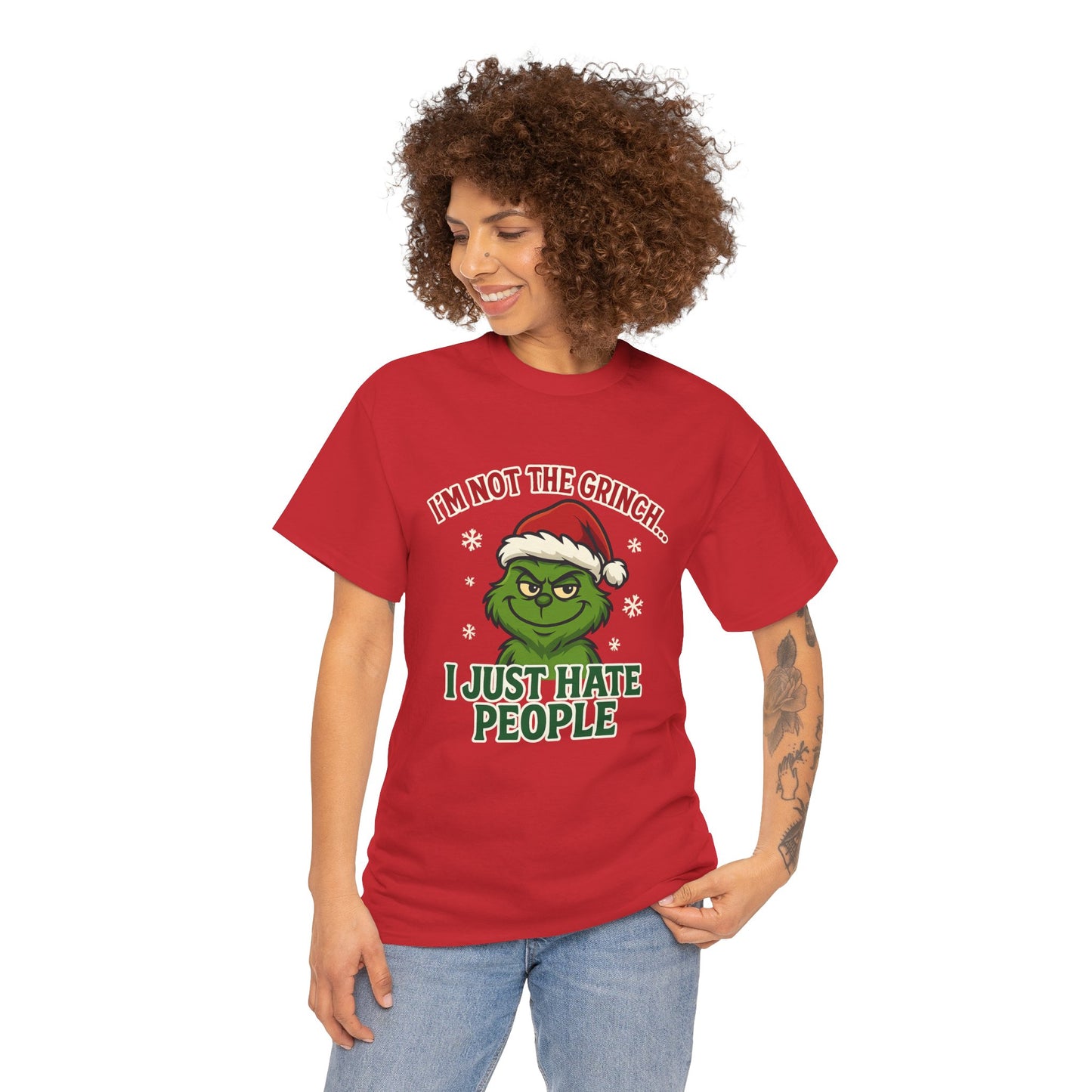 Grinch 'I Just Hate People' Tee — Funny Anti-Christmas Graphic T-Shirt