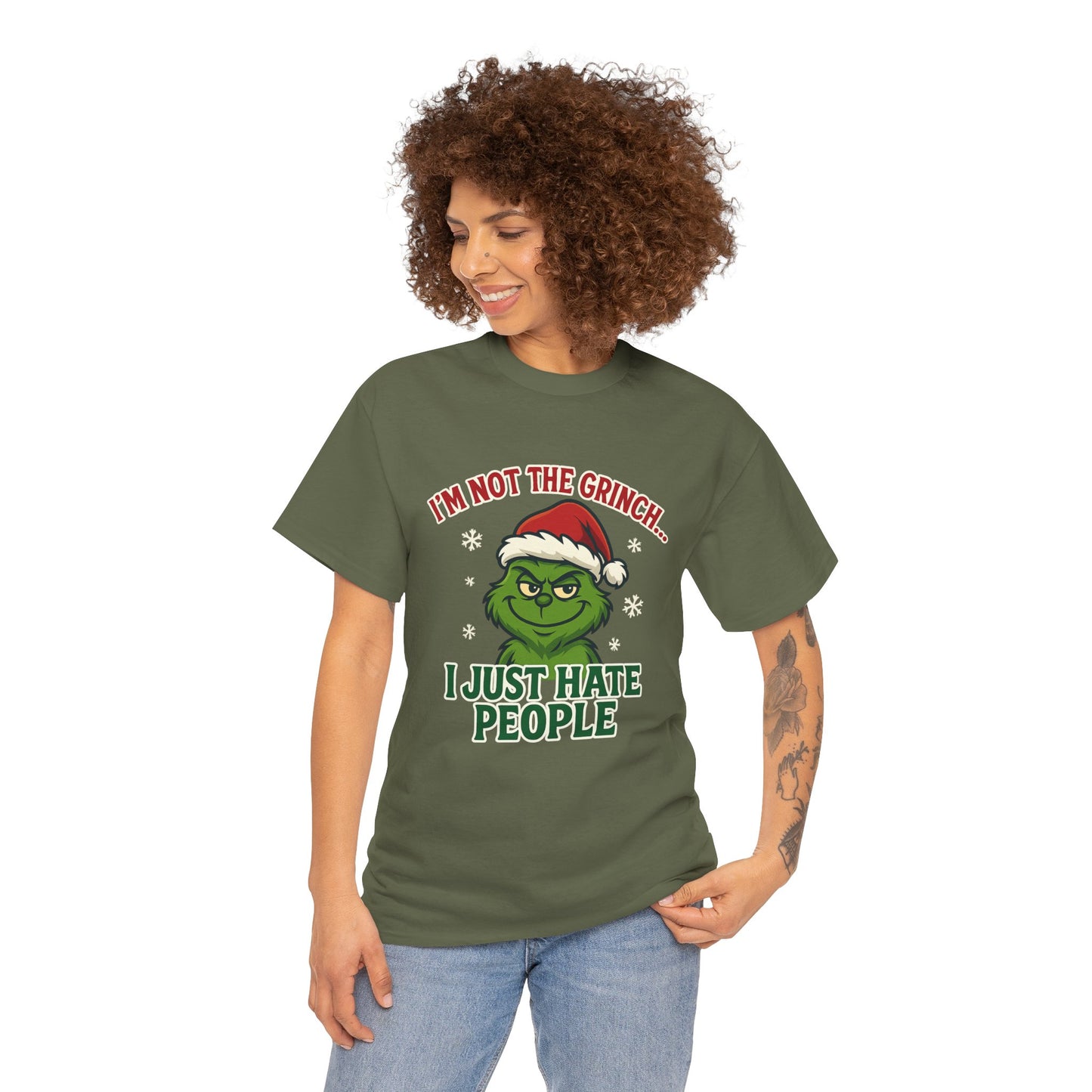 Grinch 'I Just Hate People' Tee — Funny Anti-Christmas Graphic T-Shirt