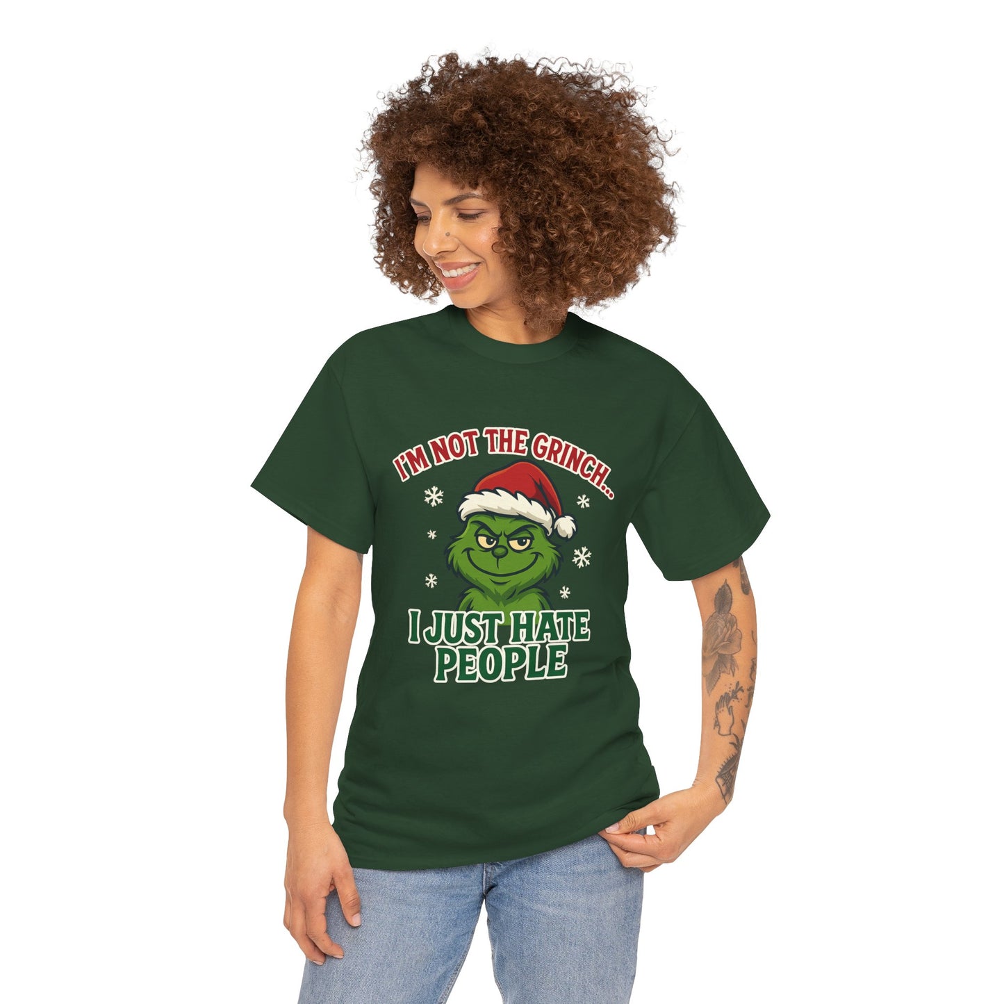 Grinch 'I Just Hate People' Tee — Funny Anti-Christmas Graphic T-Shirt