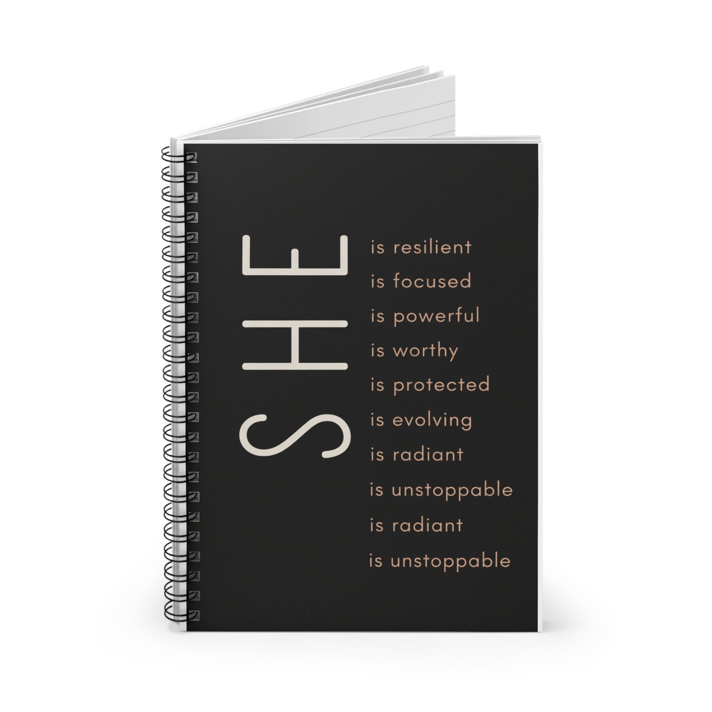 She Inspirational Spiral Notebook — Empowering Affirmations Ruled Journal