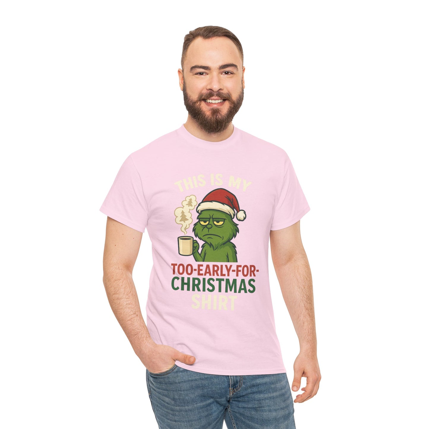 Grumpy Santa Coffee Tee – "Too Early for Christmas" Holiday T-Shirt