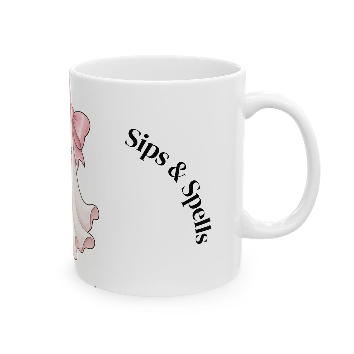 Cute Ghost Mug with Boba Tea – 'Spooky Cute' Ceramic Coffee Cup (11oz & 15oz)