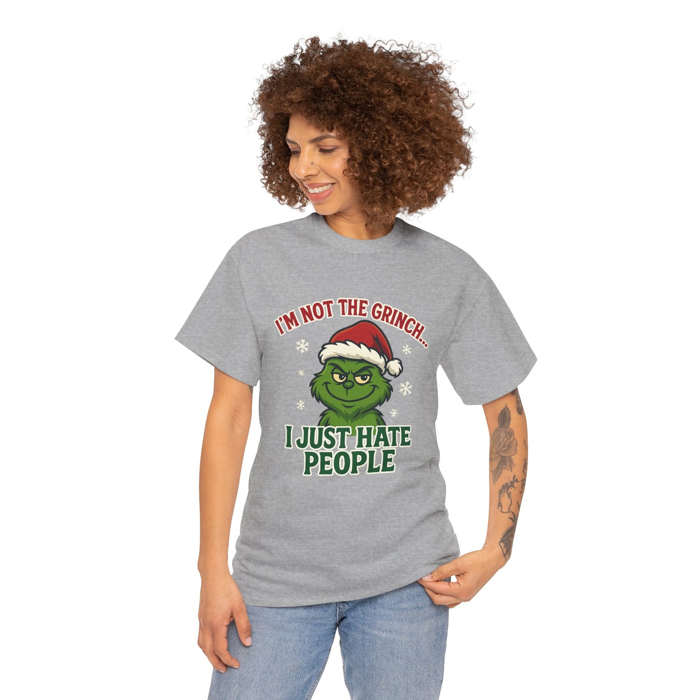 Grinch 'I Just Hate People' Tee — Funny Anti-Christmas Graphic T-Shirt
