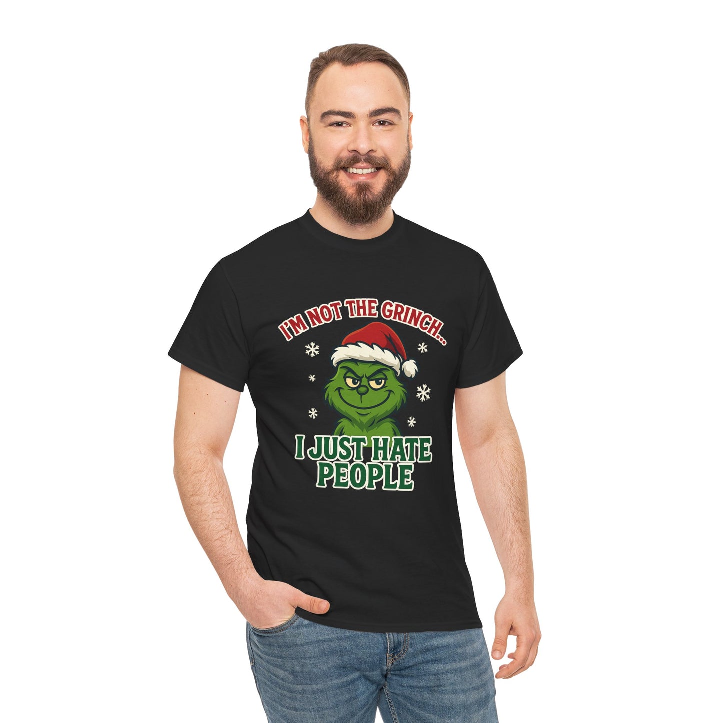 Grinch 'I Just Hate People' Tee — Funny Anti-Christmas Graphic T-Shirt