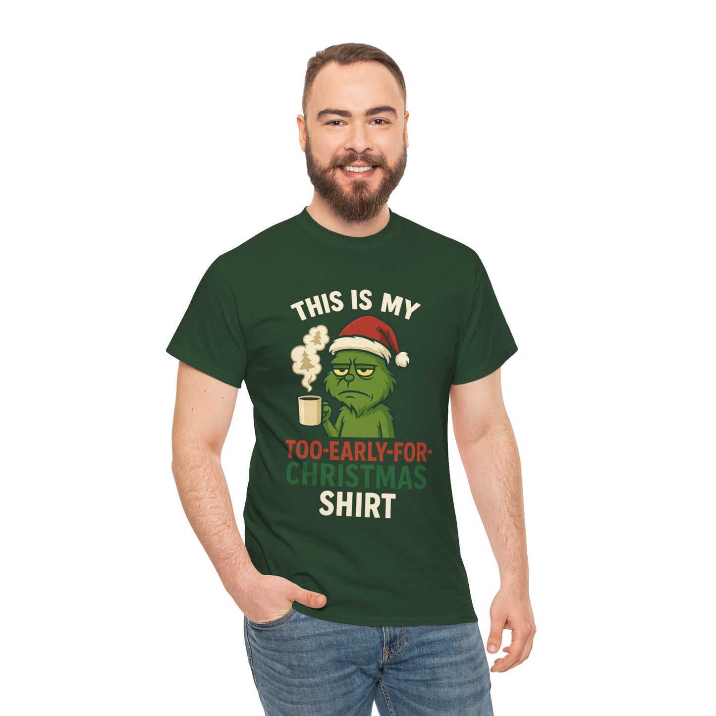 Grumpy Santa Coffee Tee – "Too Early for Christmas" Holiday T-Shirt