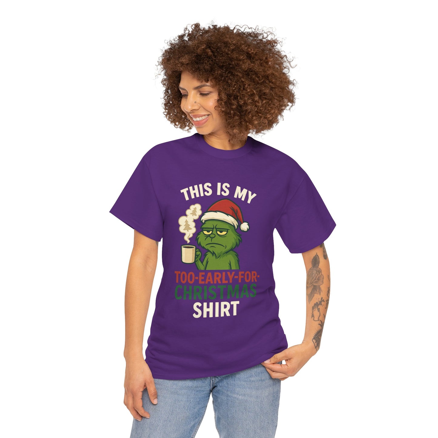 Grumpy Santa Coffee Tee – "Too Early for Christmas" Holiday T-Shirt