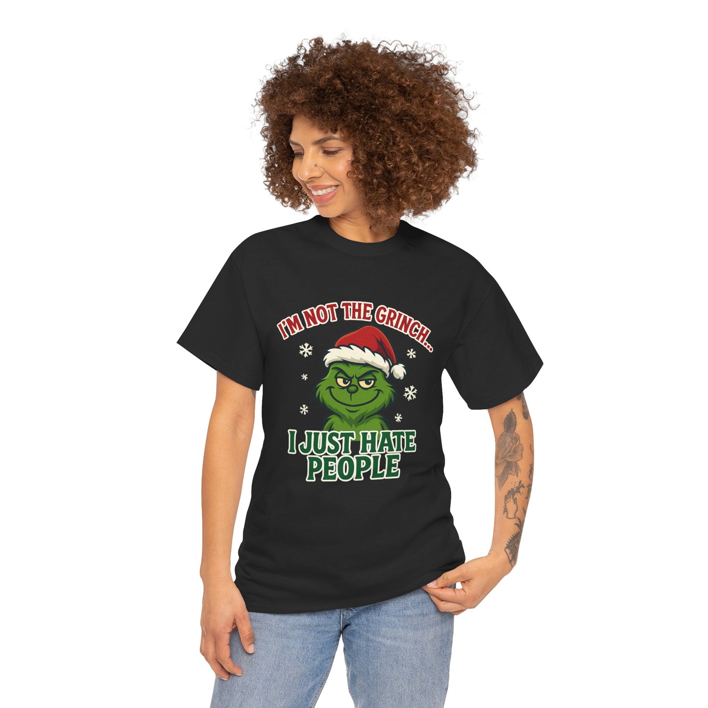 Grinch 'I Just Hate People' Tee — Funny Anti-Christmas Graphic T-Shirt