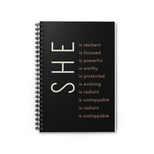 She Inspirational Spiral Notebook — Empowering Affirmations Ruled Journal