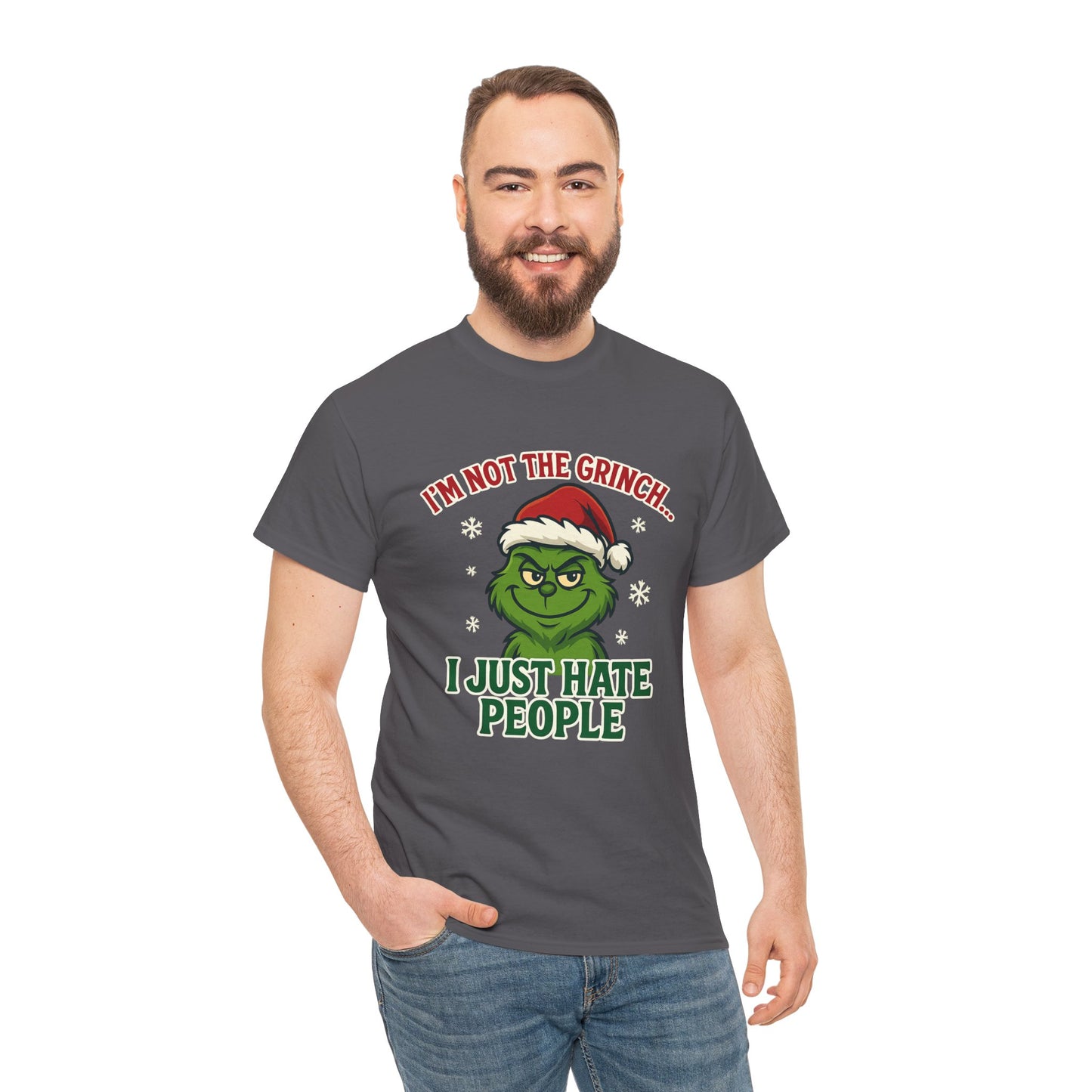 Grinch 'I Just Hate People' Tee — Funny Anti-Christmas Graphic T-Shirt