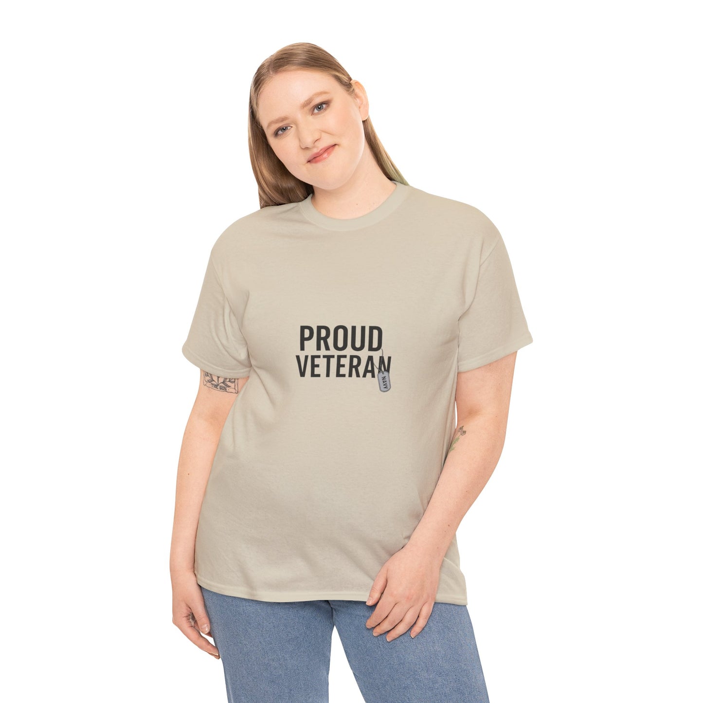 Proud Veteran Navy Unisex Heavy Cotton Tee
