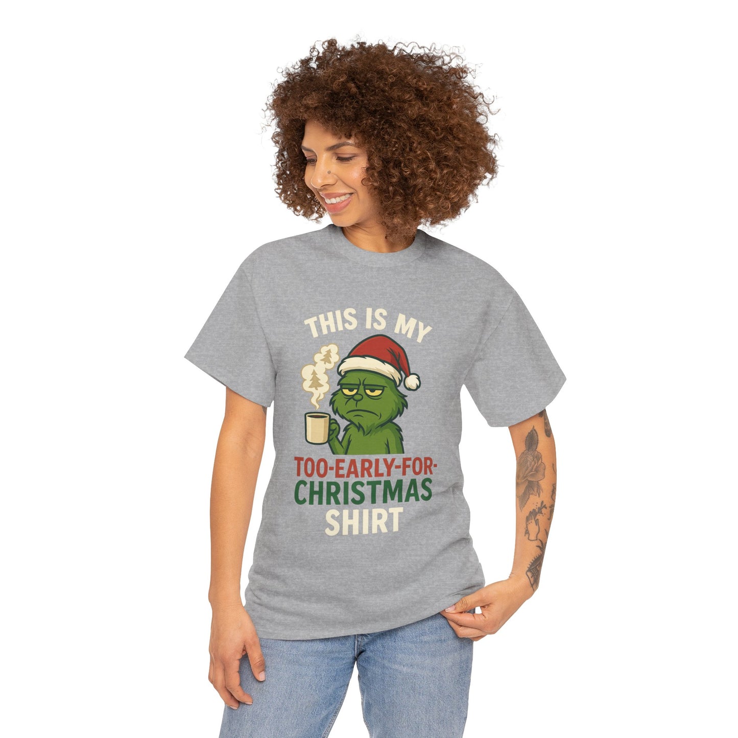 Grumpy Santa Coffee Tee – "Too Early for Christmas" Holiday T-Shirt